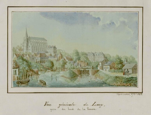 Vue générale de Long, prise du bord de la Somme. Nature 3 septembre 1862