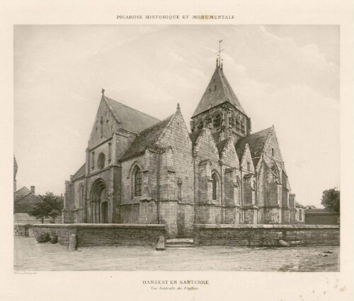 Hangest-en-Santerre - Vue latérale de l'église (Extrait de "La Picardie historique et monumentale").