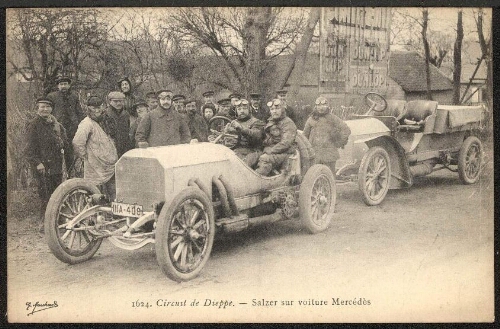 Circuit de Dieppe. Salzer sur voiture Mercedes