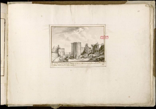 Vue de s ruines de la porte de St Vallery sur Somme, ditte la porte d’en haut, par laquelle on va à l’abbaye & à la chapelle dudit St Vallery. Par A. C. A. de lignières de St Amand, 1814