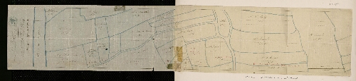 Canal d'Abbeville à St Valery. Echelle de 60 toises. Extrait du plan terrier dressé en 1789 pour l'ouverture du canal à travers une partie du terroir de Saigneville.