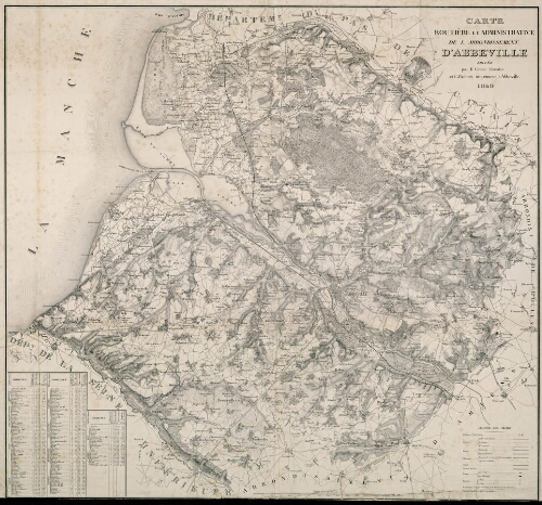 Carte routière et administrative de l'arrondissement d'Abbeville, 1849.