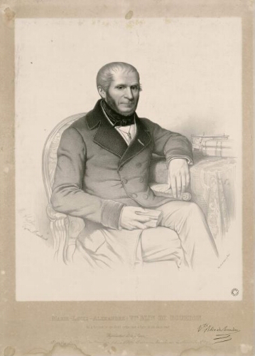 Portrait de Marie-Louis-Alexandre, vicomte Blin de Bourdon, né à Amiens, le 27 avril 1782, mort à Paris, le 23 mars 1849. Représentant de la Somme. - Paris : Imp. lith. de Cattier.