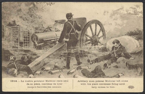 1914… Le Maître pointeur Molinier resté seul de sa pièce, continue de tirer jusqu'à l'arrivée des secours