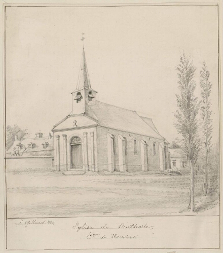 Église de Ponthoile : canton de Nouvion. - Dessin de L. Gillard, 1865.