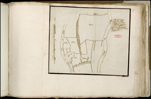 Plan géométrique de l’ancienne abbaye d’épagne à une lieue d’Abbeville, contenante au total vingt et un journaulx quarante sept verges, mesure de cent verges par journal