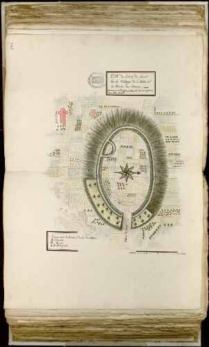 Plan du Camp de César près le village de l’Étoille sur la rivière de Somme. « Mémoires de l’Académie royale de s Inscriptions », T. XX, p. 96. échelle de 71mm pour 100 toises