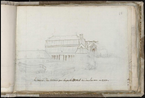 La maison des Corderies près la porte Doket d'Hocquet vue dans la cour en 1783