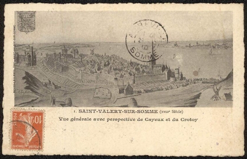 Saint-Valery-sur-Somme (XVIIIe siècle) : vue générale avec perspective de Cayeux et du Crotoy