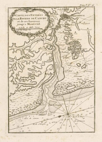 Carte des entrées de la rivière de Canche et de ses environs jusqu'à Montreuil.