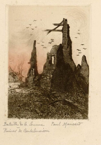 Bataille de la Somme : ruines de Contalmaison par Paul Mansard.