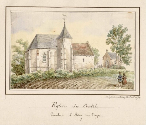 Église de Castel, canton d'Ailly-sur-Noye, d'après nature, 20 avril 1870.