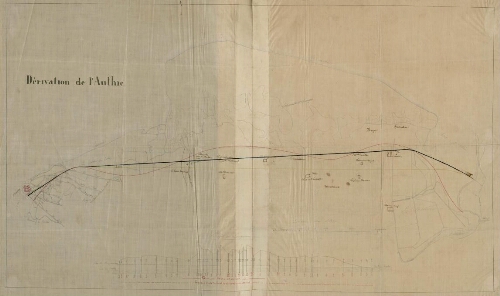 Dérivation de l'Authie. Plan et profil topographique.