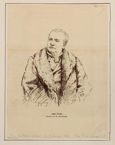 Léon Fusier. Célèbre artiste comédien chanteur imitateur, né à Amiens le 24 août 1851. - Gravure de M. Silvestre. Extr. de "Paris-Artiste" du 12 février 1882.