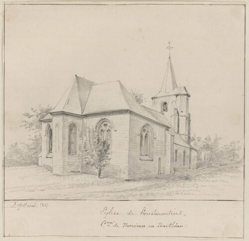 Église de Forest-Montiers, canton de Nouvion-en-Ponthieu. - Dessin de L. Gillard, 1865