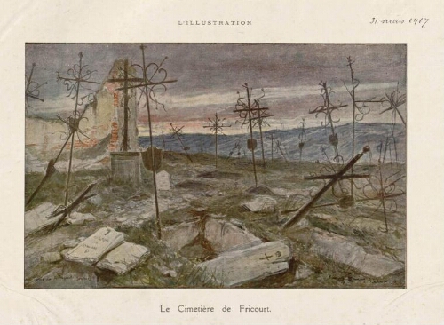 Le cimetière de Fricourt. - Extrait de "L'Illustration", 31 mars 1917.