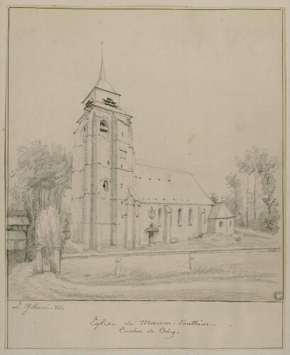 Église de Maison-Ponthieu, canton de Crécy. - Dessin L. Gillard, 1866.