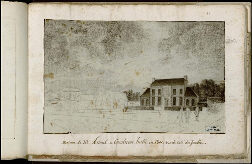 Maison de campagne de monsieur Lennel à Cambron à une lieue d'Abbeville, bâtie en 1800, vue du côté jardin