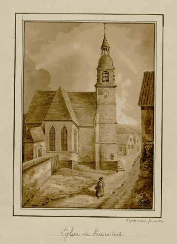 Église de Francières. Nature février 1850.