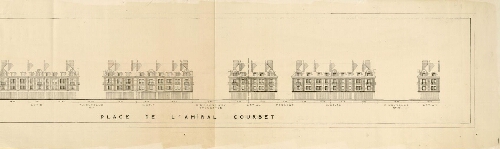 Abbeville Place de l'Amiral Courbet. Plan des façades des différents ilots constituant la place