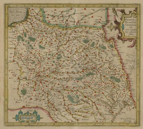 Carte de la Picardie et de la Champagne. France Picardie Champaigne cum regionibus adiacentibus, per Gerardum Mercatorem, cum Privilegio.