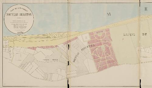 Plan de lotissement du Nouveau Brighton (station balnéaire). Plan dressé par l'Ingénieur Architecte soussigné, Saint-Valery, 10 mars 1883, C. Colibert.