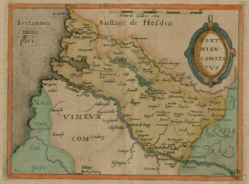 Carte du comté de Ponthieu, XVIe siècle. Ponthieu comitatus.