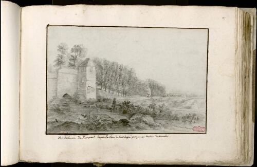 Vue extérieure du rempart de puis la tour du Haut de gré jusques au bastion de Marcadé