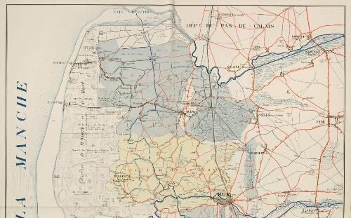 Le Marquenterre : carte générale, routière et hydrographique dressée en 1913 par G. Flautre, Géomètre-Expert, à Rue et L. François, Agent-Voyer, à Rue. Echelle 1/20 000.