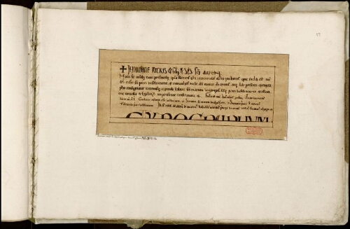 Transaction faite en 1150 entre les Frères de l’abbaye de Selincourt (maison de Prémontrés du diocèse d’Amiens connue aussi sous le nom de Sainte Larme) et du prieuré d’Airènes (sic) Airaines, dépendant de celui de S. Martin de s Champs. Chirographe en bas de l’acte. D’après le Nouveau traité de diplomatique, T. 1er, figure V, p. 374