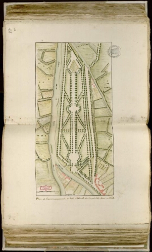 Plan de l’ancienne promenade du Patis d’Abbeville hors la Portelette dressé en 1748. Signé : de lignières, 1792. Echelle 350mm pour 40 toises