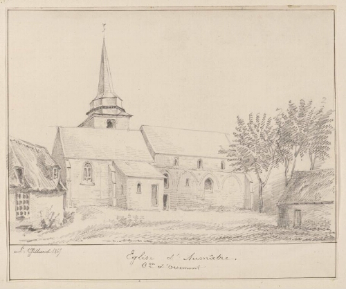 Église d'Aumâtre, canton d'Oisemont. - dessin L. Gillard, 1865.