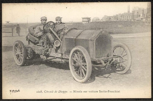 Circuit de Dieppe. Minoïa sur voiture Isotta-Fraschini