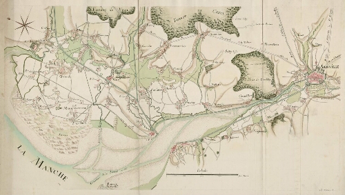 Carte d'une partie du Ponthieu de la Baie de Somme-Marquenterre jusqu'à Abbeville. - Coll. Traullé.