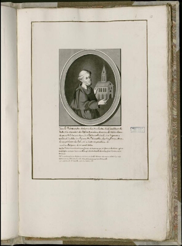 Jean le Moine prêtre, docteur en l’un et l’autre droit, auditeur de Rote … Né à Crécy-en-Ponthieu, mort en Avignon le 22 août 1313. - Copié d'après portrait extr. de "l’Histoire des cardinaux français" de François Du Chesne