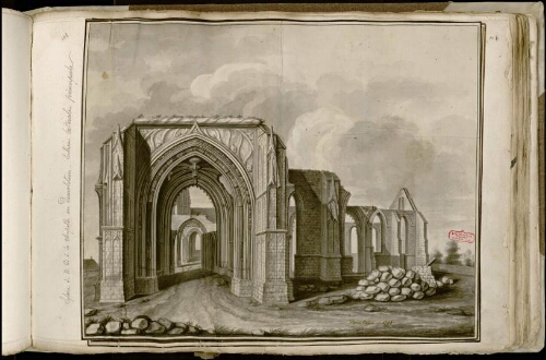 Église Notre-Dame de la Chapelle en démolition, entrée latérale principale, d’après nature en 1794