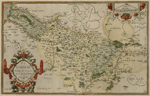 Carte de la Picardie. Picardiae, Belgicae regionis de scriptio, Joanne Surhonio, auctore.