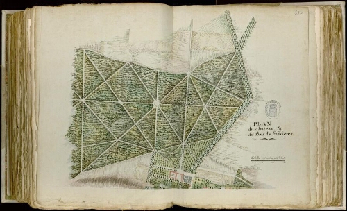 Plan du château & du bois de Francières. Signé D. L., 1794. Echelle de 59mm pour 150 toises