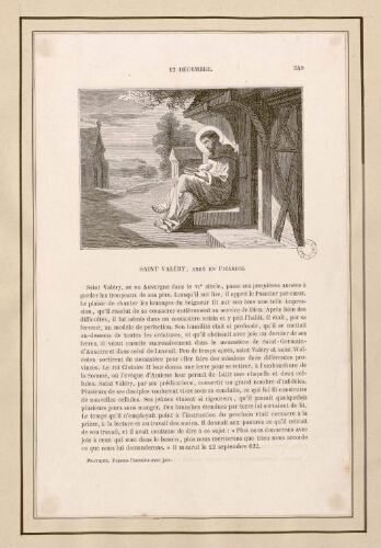 Saint Valéry, Abbé en Picardie. 12 décembre. Portrait accompagné d'une notice biographique.