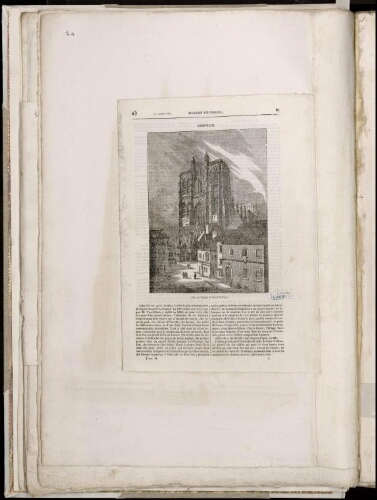 Abbeville Vue de l’église de Saint-Vulfran. Extrait du « Magasin universel » du 22 octobre 1834, p 25.