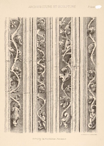 XVIe siècle : église de Montdidier : rinceaux. - Imp. Vieillemard et ses fils, 16 rue de la Glacière, Paris. - Extrait de « Architecture et sculpture », 5e année.