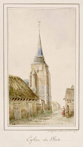 Église de Flers. - Aquarelle d’Oswald Macqueron, d'après nature, 21 octobre 1876.