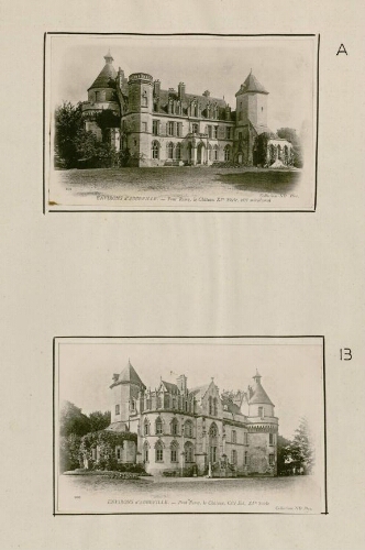  A) Pont-Remy, le château XVe siècle, côté méridional. B) Pont-Remy, le château, côté est.