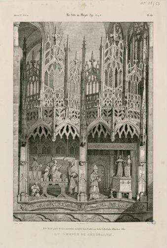 XVe siècle : partie de l'ornementation sculptée dans l'intérieur de la cathédrale d'Amiens, dite "Le Temple de Jérusalem".