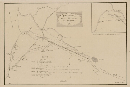 Carte explicative des projets d'amélioration de la Basse Somme et de ses ports : 1874. Echelle de 1/80.000. - Lith. Eugène Vitoux, Abbeville. 