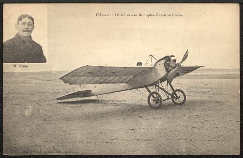 L'aviateur Obre et son monoplan Caudron Frères.