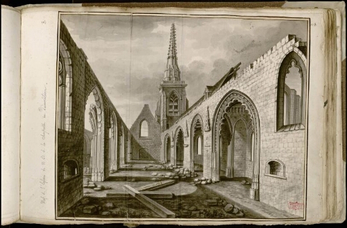 Nef de l’église Notre-Dame de la Chapelle en démolition, d’après nature en 1794