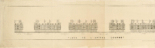 Abbeville Place de l'Amiral Courbet. Plan des façades des différents ilots constituant la place