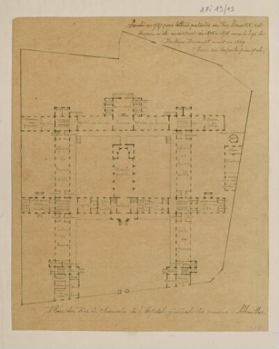 Plan du rez-de-chaussée de l'Hôpital général des pauvres d'Abbeville.