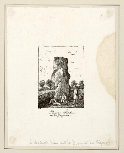 Pierre Fiche ou de Gargantua à Doingt, lieu-dit "Le Bosquet des vignes". (Menhir de Doingt ou Pierre de Gargantua). - L.D.